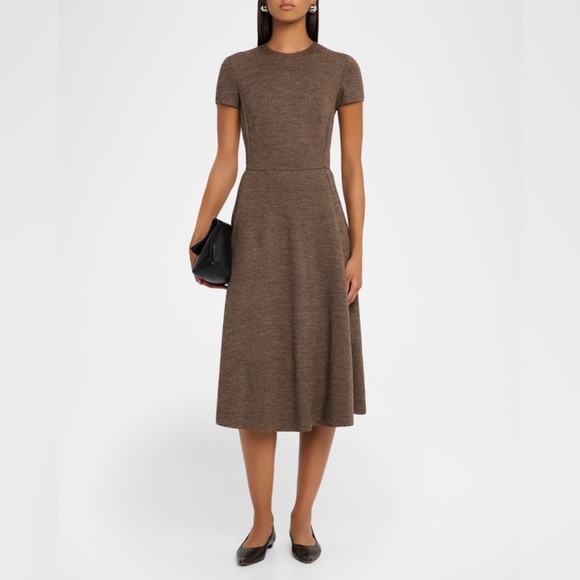 ❌❌RALPH LAUREN COLLECTION MARGARET TICKWEAVE JERSEY SHORT SLEEVE MIDI DRESS - Picture 3 of 9